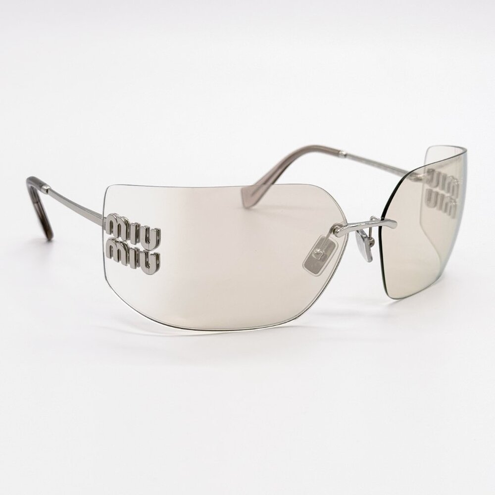 NEW MU54YS 1BC10F MIU MIU SILVER WOMEN SUNGLASSES MIU MIU MU 54YS WRAP EYEWEAR